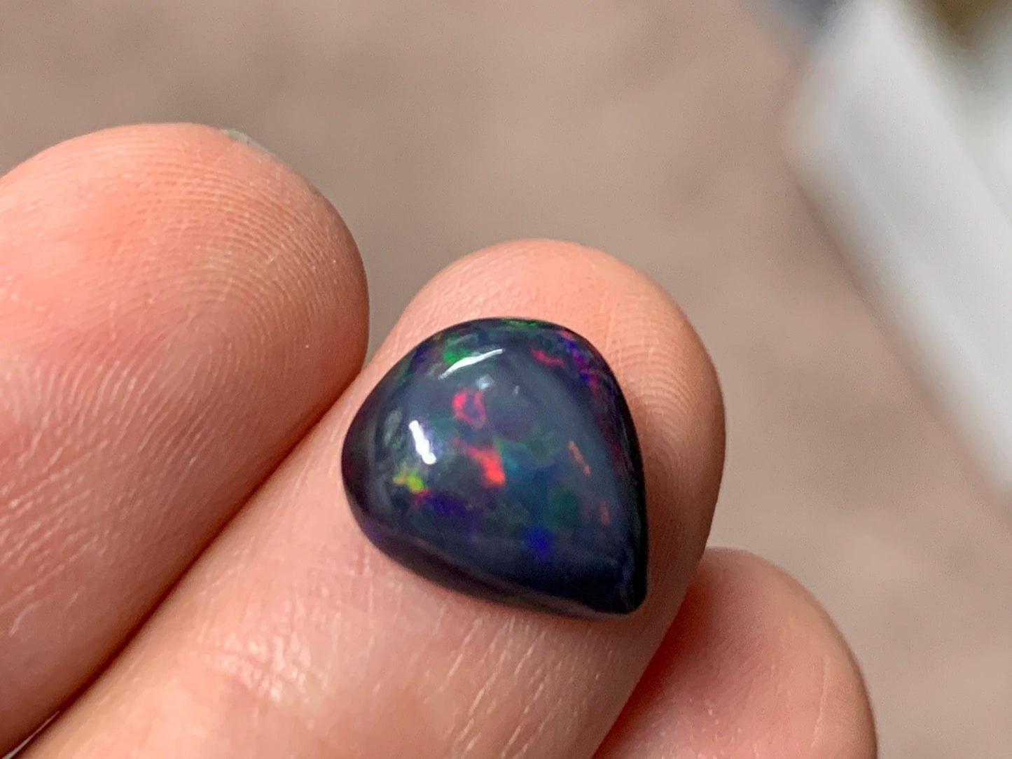Black Ethiopian Opal pear 10x11x45mm cabochon