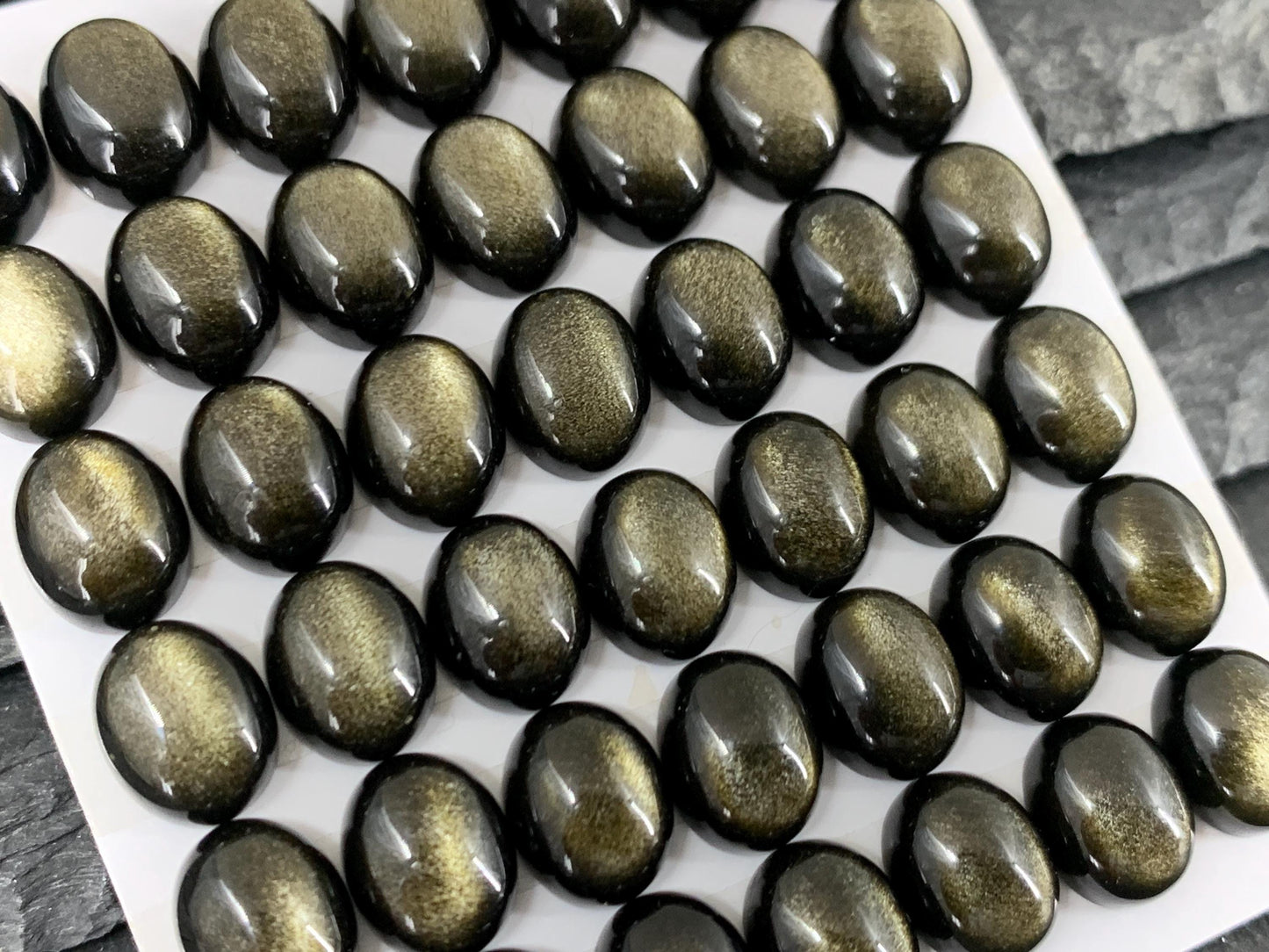 Gold Obsidian oval 10x12mm, 8x10mm cabochon - Calibrated cabochons