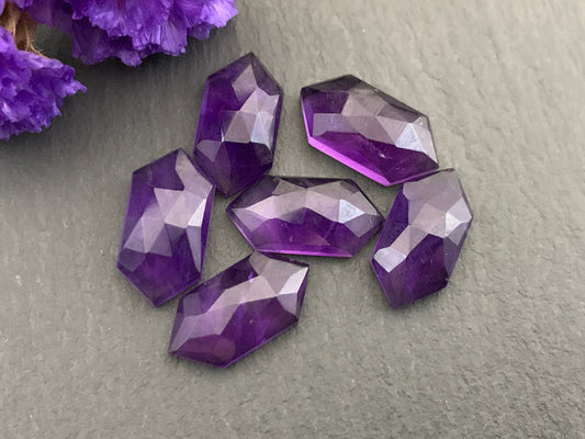 Faceted Amethyst long hexagon 8x16mm cabochon