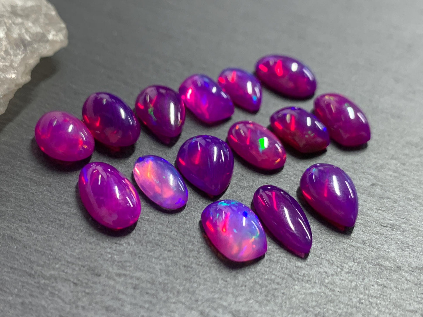 Ethiopian Opal oval, pear, rectangle 10-13mm long cabochon - Natural Opal smoked to purple color