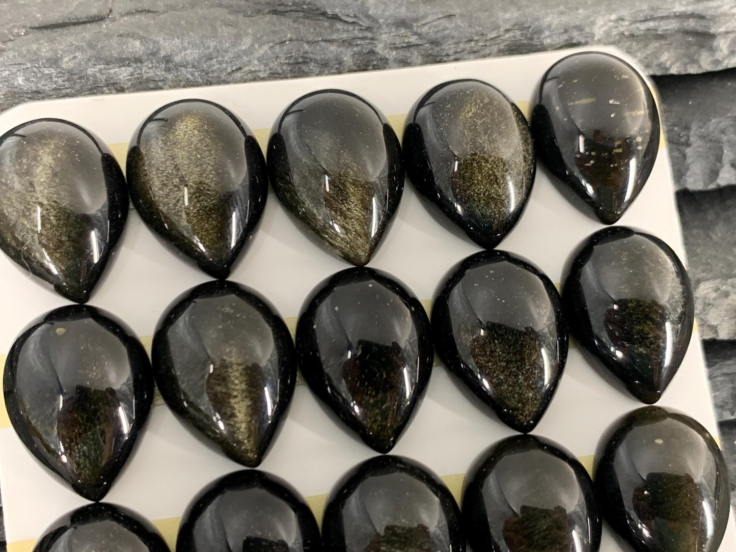 Gold Obsidian pear 12x16mm cabochon