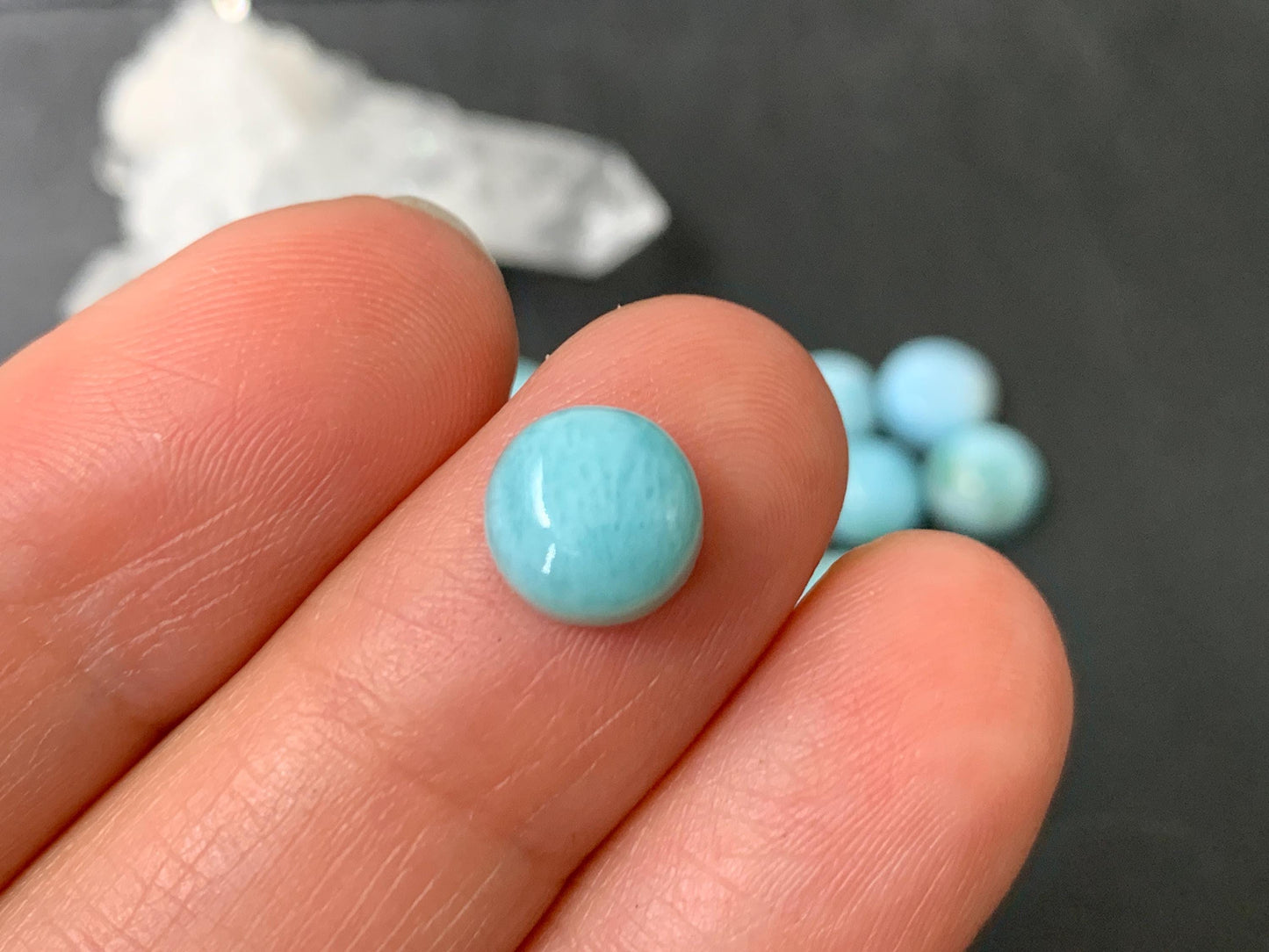 Larimar round 8mm cabochon