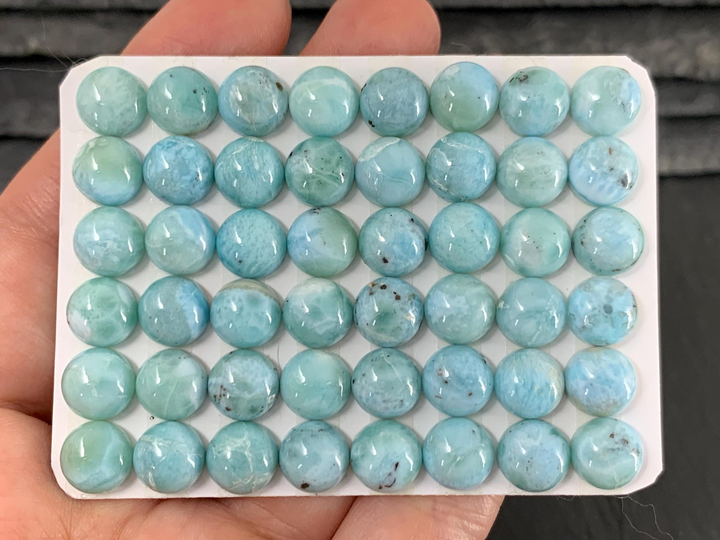 Larimar round 8mm cabochon - Calibrated cabochons