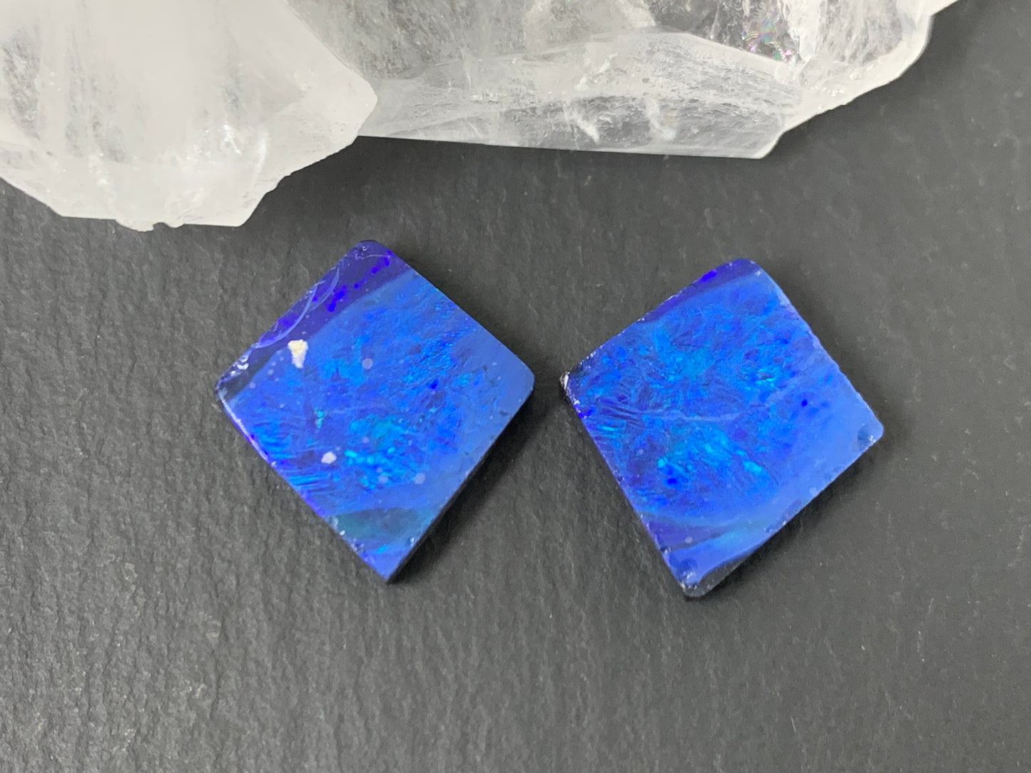 Australian Opal doublet 15x16x3.5mm pair of cabochons