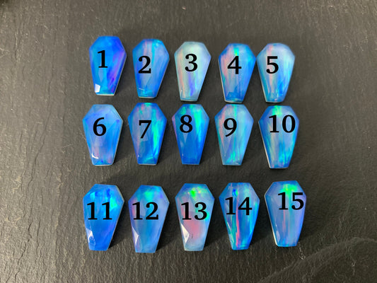 Faceted Aurora Opal coffin 10x16mm cabochon - Doublet cabochons