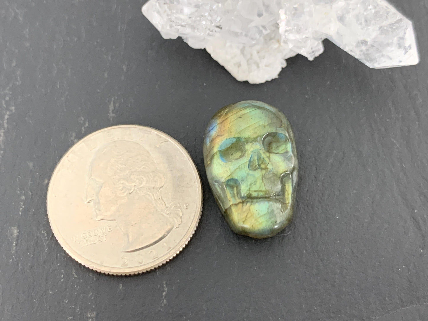 Labradorite Skull Cabochon 15x21mm, Labradorite Skull, Natural Gemstone, Halloween Jewelry, Handcrafted Accessory