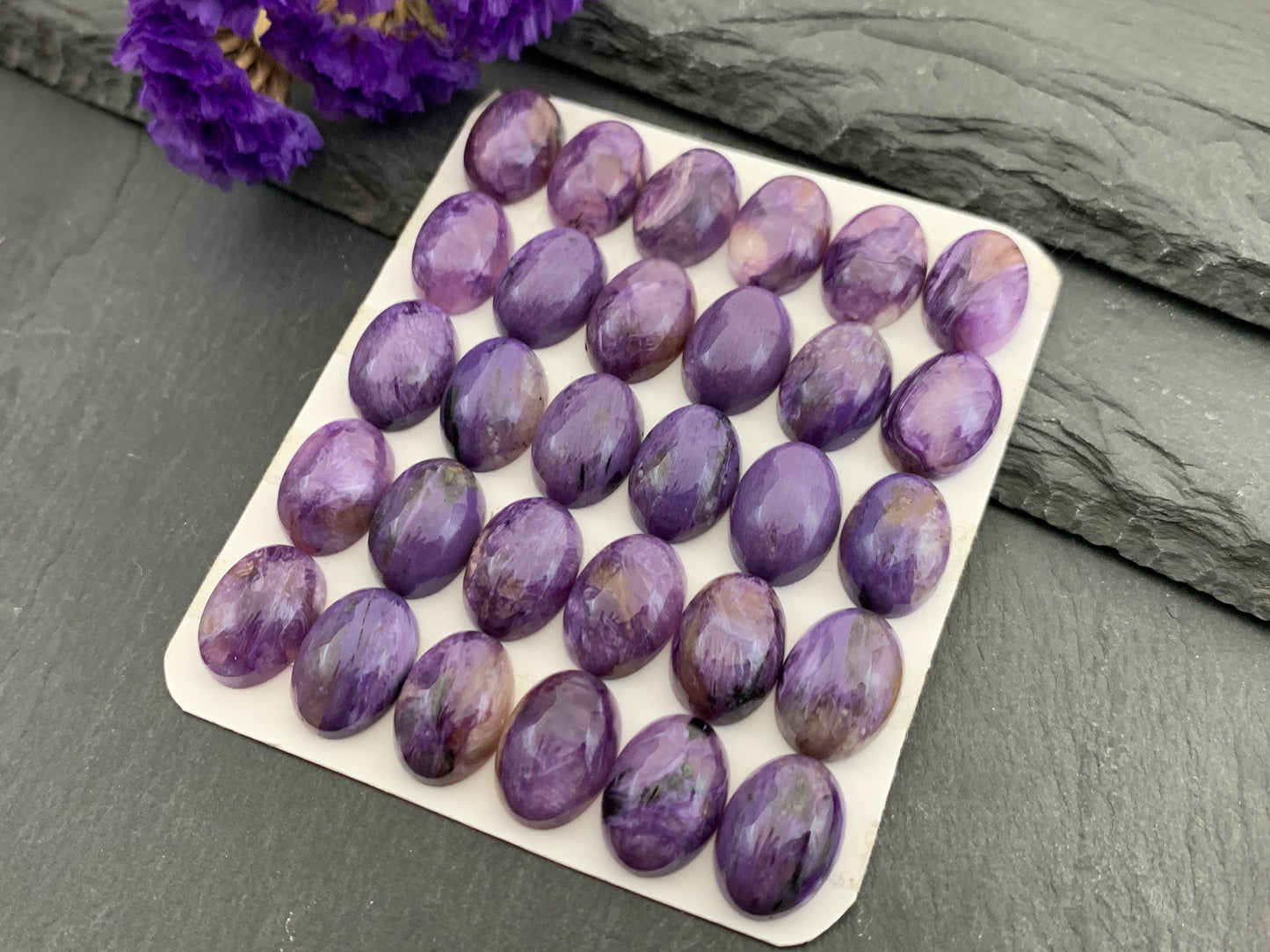 Charoite oval 10x14mm cabochon - Calibrated cabochons