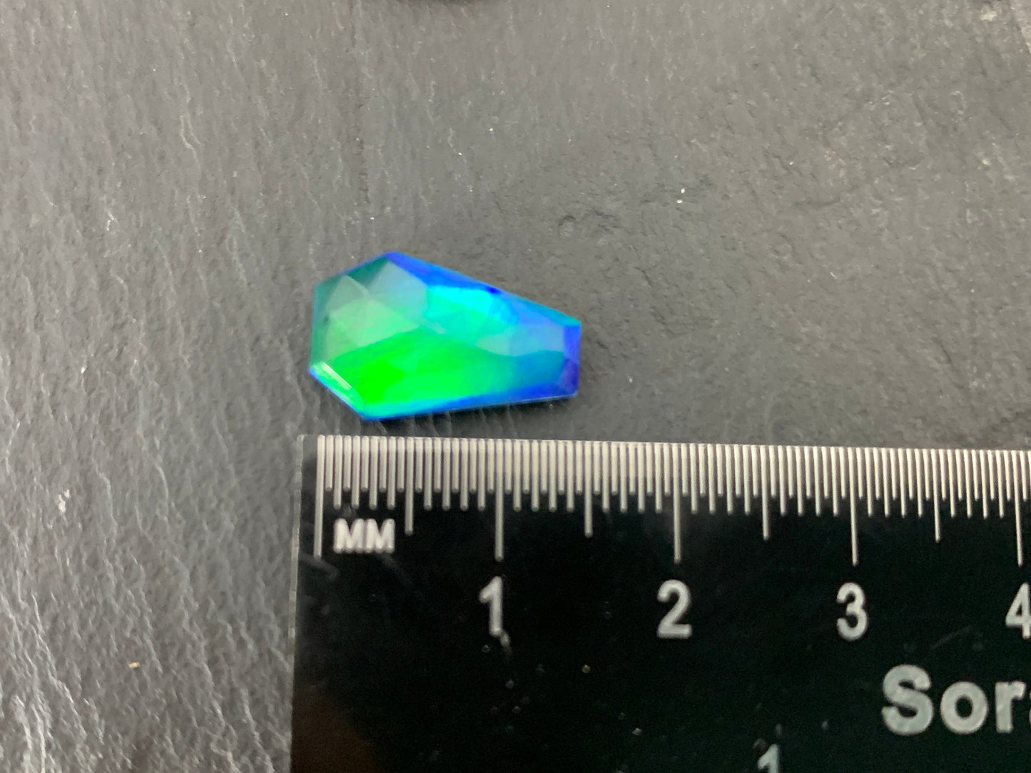 Faceted Aurora Opal coffin 10x16mm cabochon - Doublet cabochons