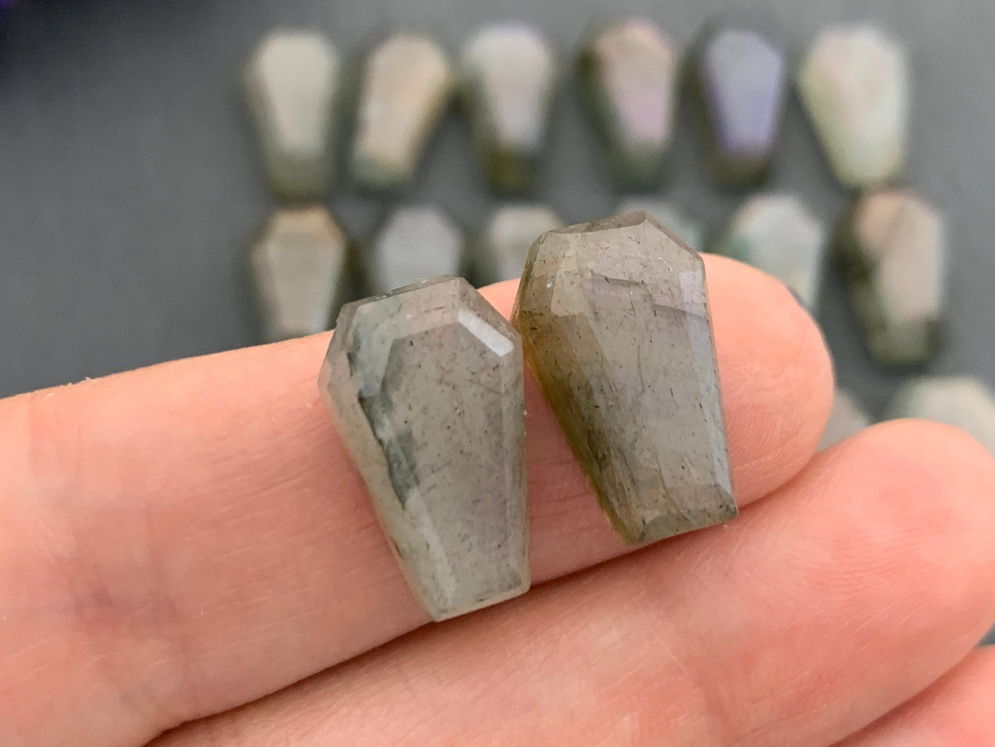 Natural Labradorite Coffin Cabochon: 10x16mm Gemstone