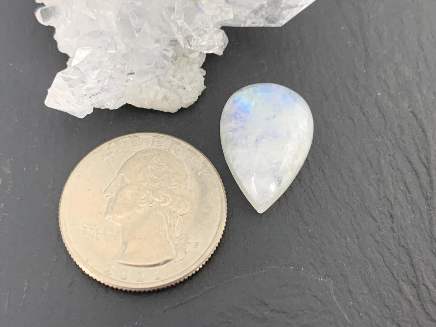 Rainbow Moonstone 20x14x7mm cabochon