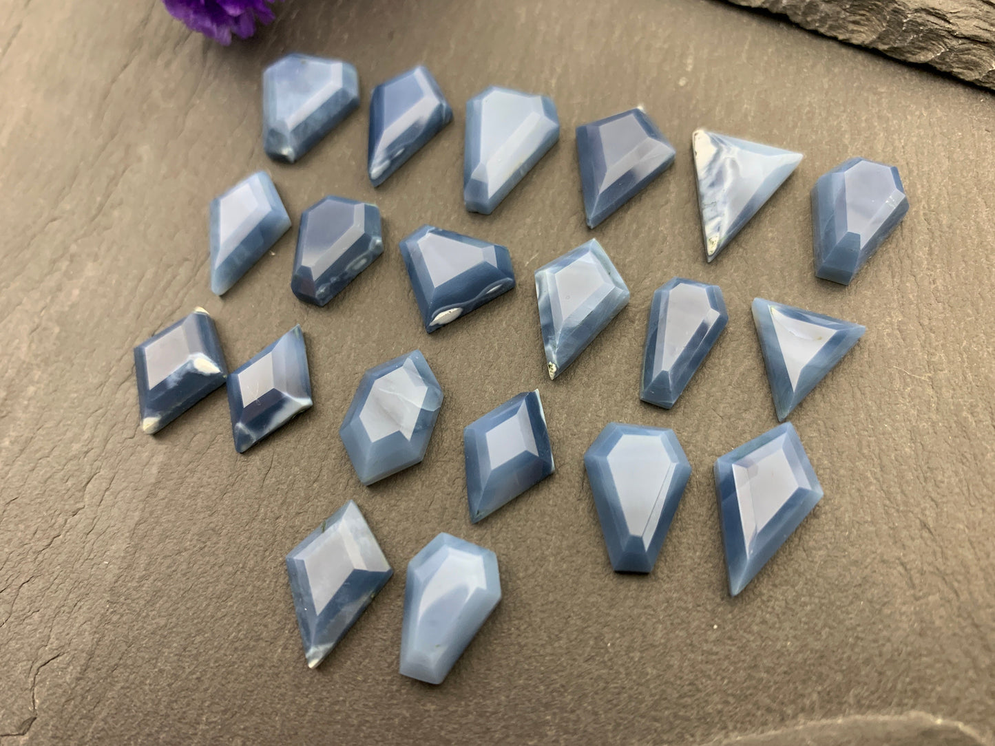 Step Cut Blue Opal cabochon