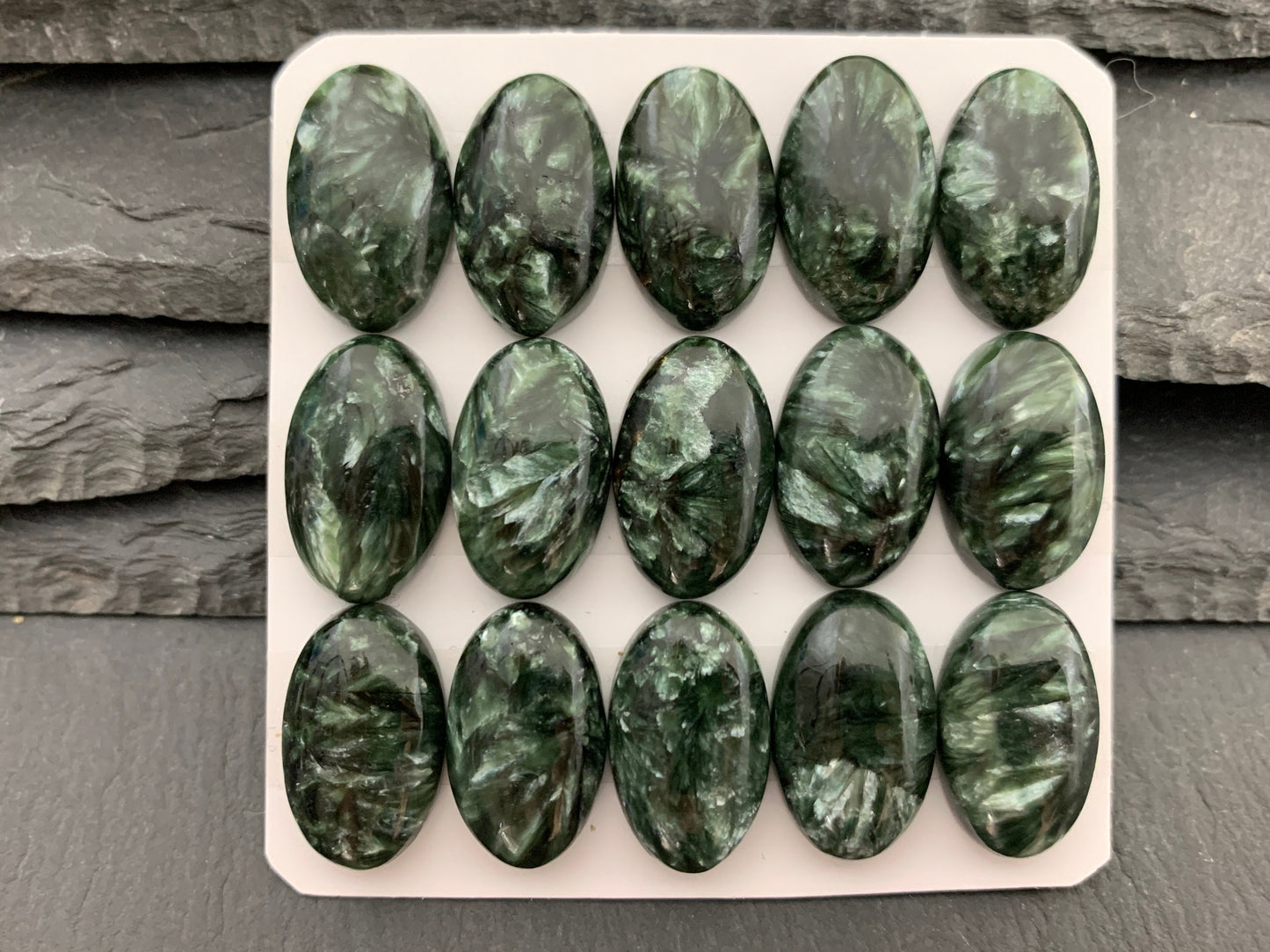 Seraphinite oval 12x20mm Cabochon - Calibrated cabochons