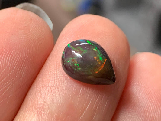 Natural Ethiopian Black Opal 8x10x4mm cabochon