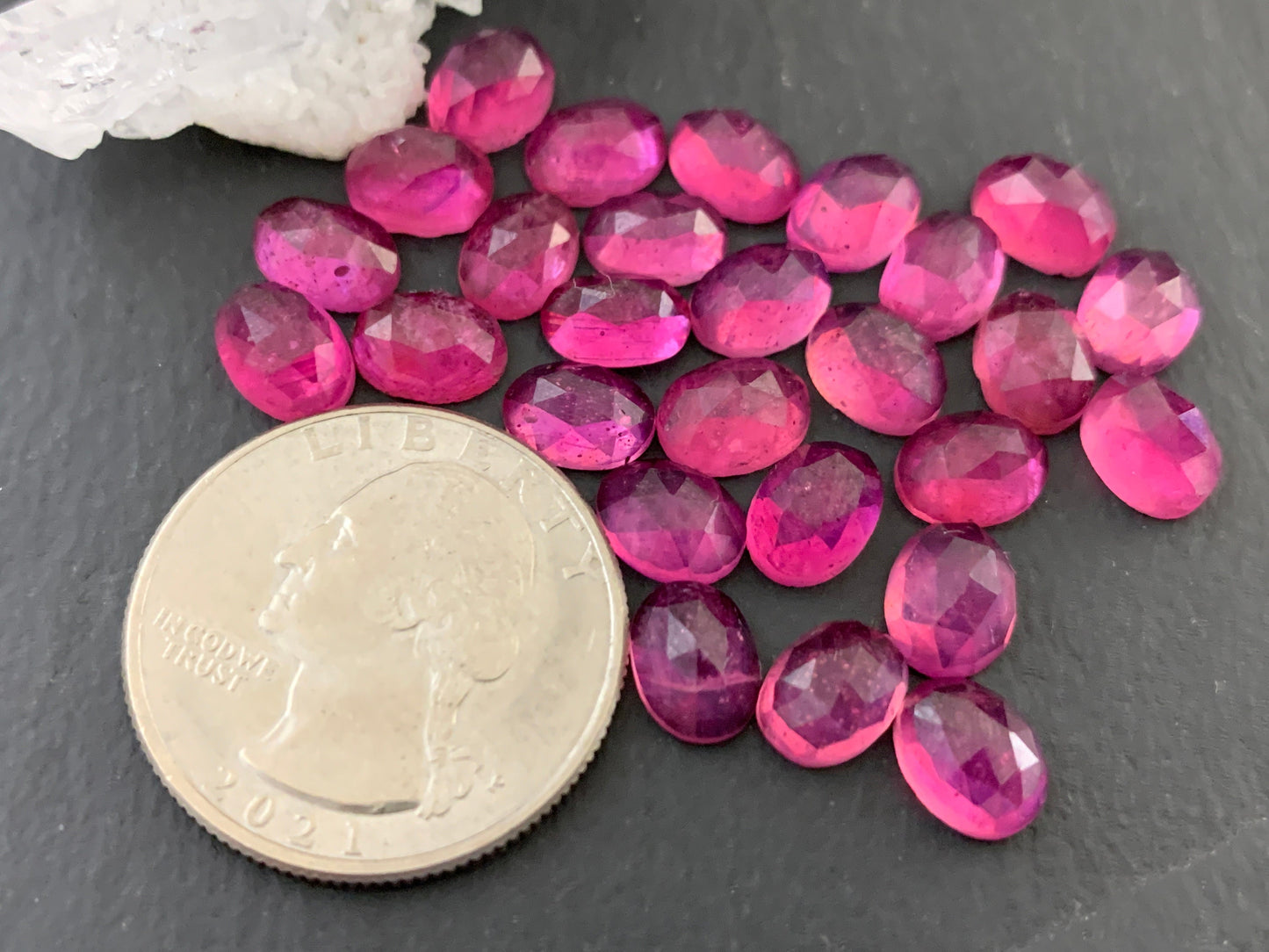 Faceted Thailand Pink Sapphire oval 6x8mm Cabochon | Natural Raspberry Sapphire