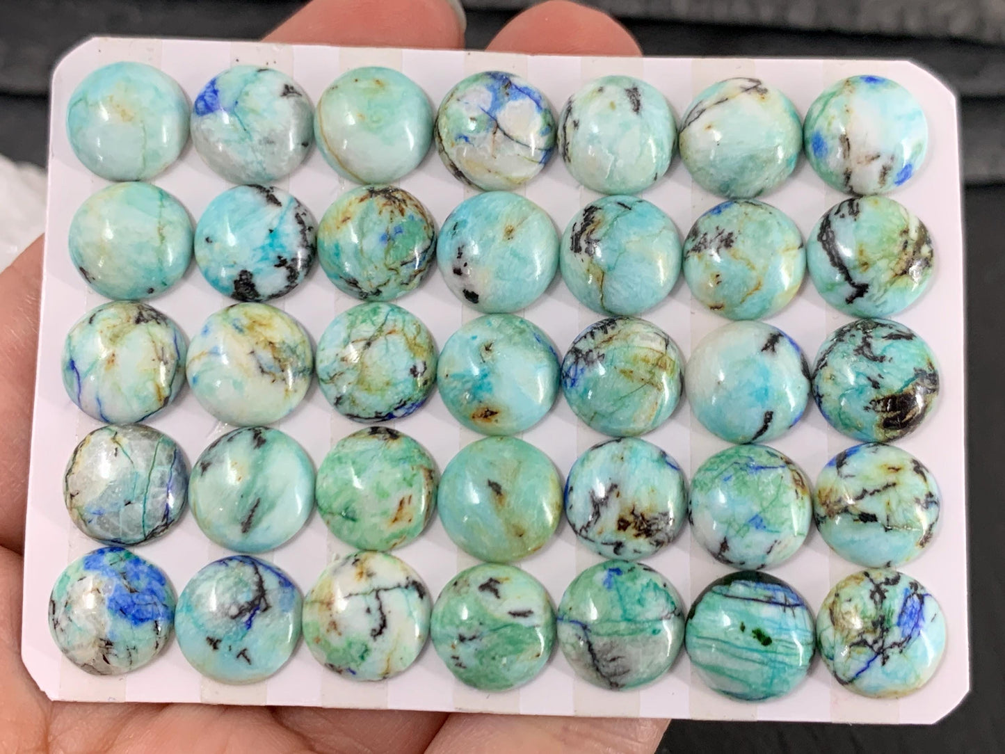 Azurite round 10mm cabochon - Calibrated cabochons
