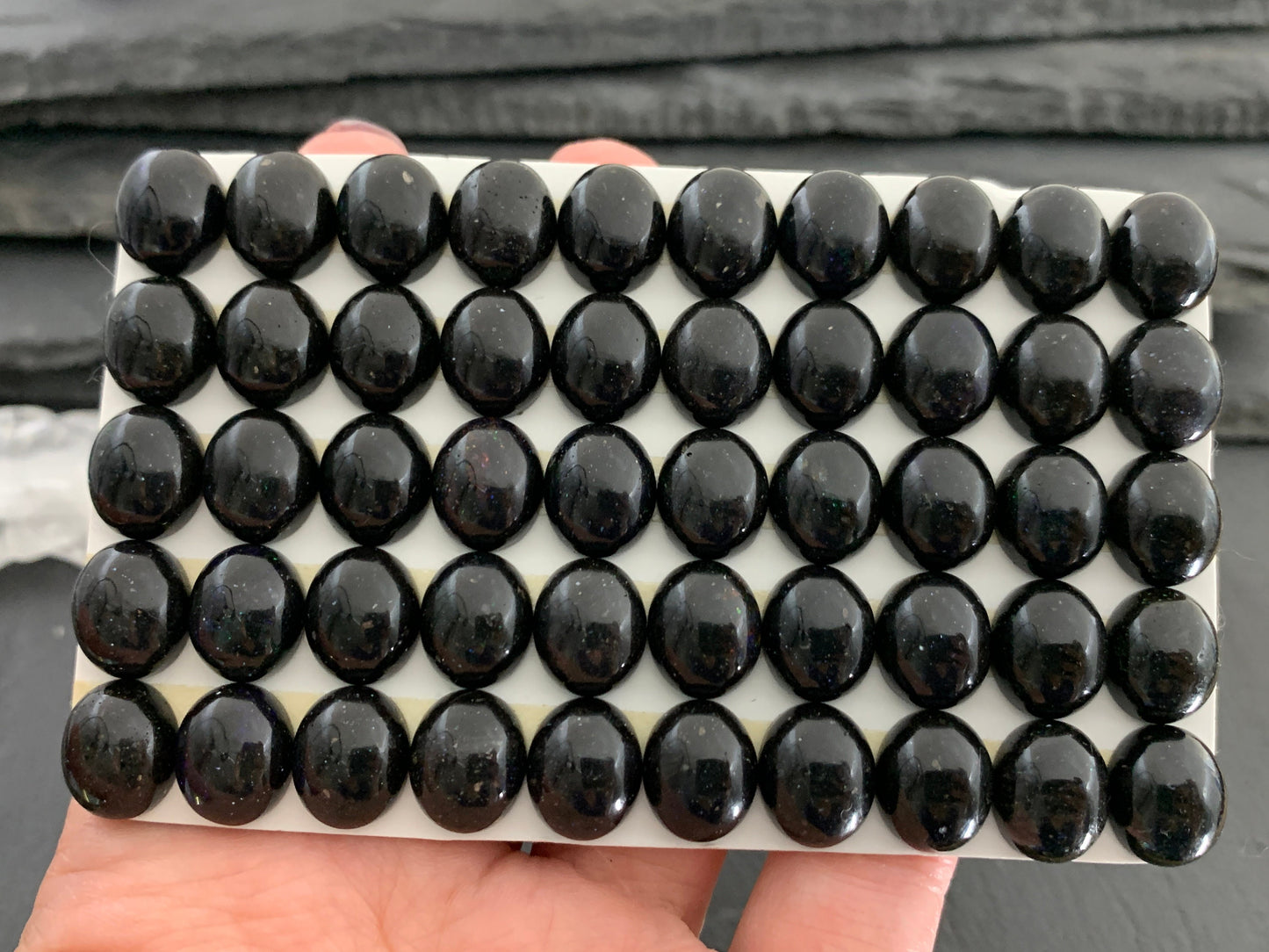 Black Andamooka Opal oval 10x12mm cabochon - Matrix Australian Opal