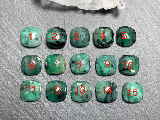 Faceted Emerald square cushion 10mm cabochon