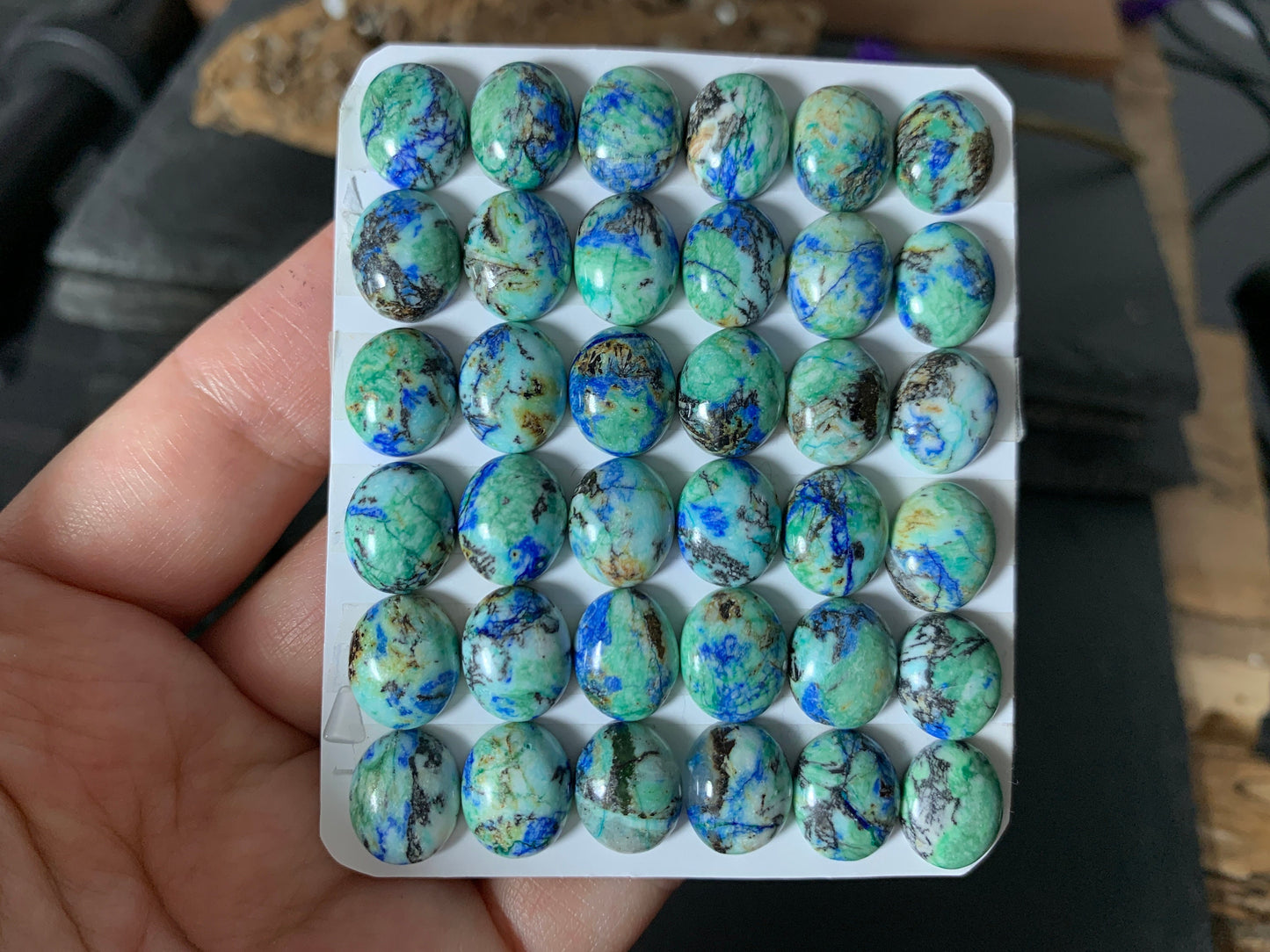 Azurite oval 10x12mm cabochon - Calibrated cabochons