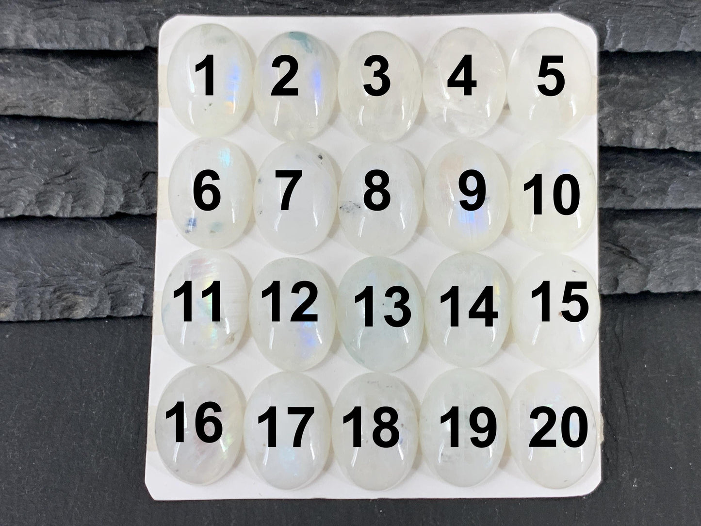 Rainbow Moonstone oval 12x16mm cabochon - Calibrated cabochons