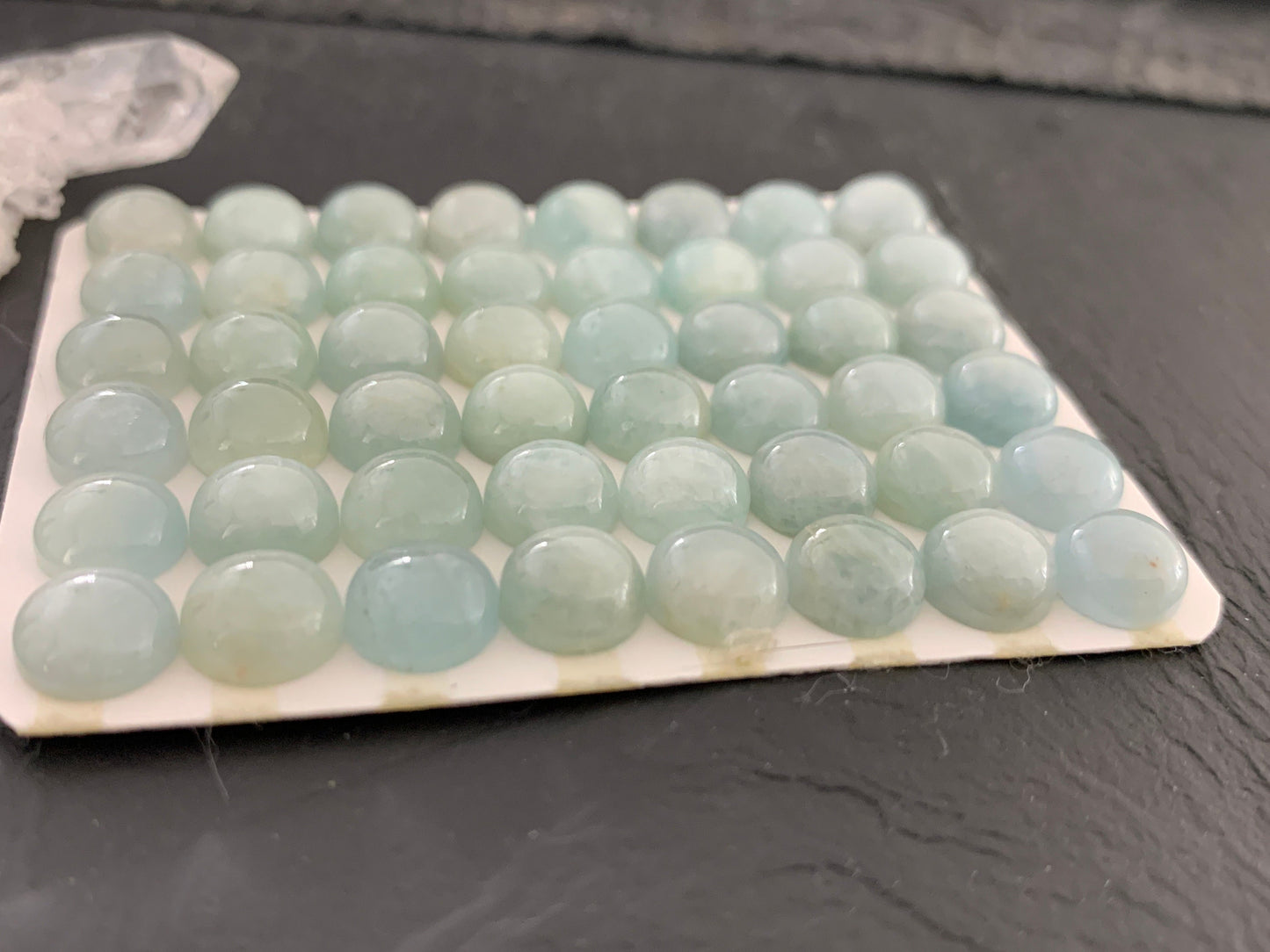 Aquamarine round 8mm cabochon - Calibrated cabochons