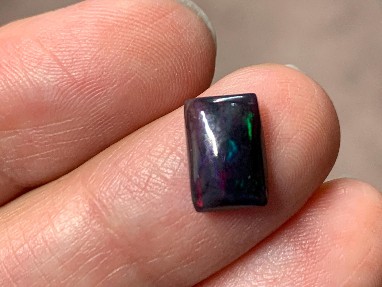 Black Ethiopian Opal rectangle 7x10x3mm cabochon