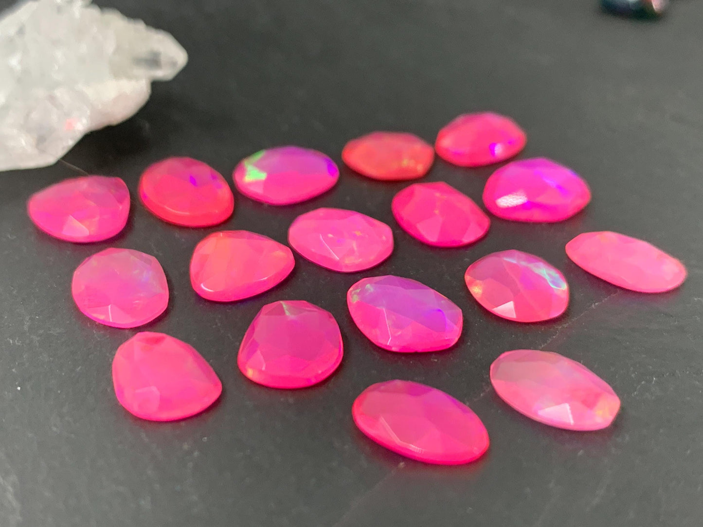 Faceted Pink Ethiopian Opal 9-10mm cabochon