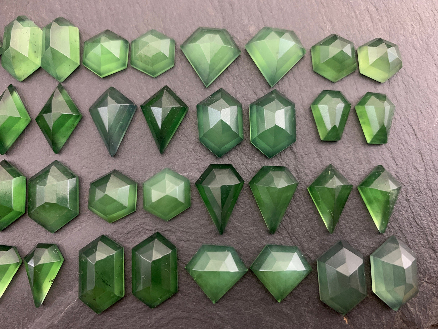 Faceted Serpentine pair cabochon