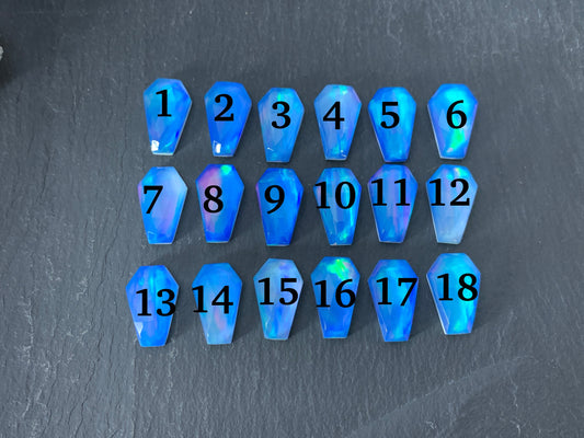 Faceted Aurora Opal coffin 10x16mm cabochon - Doublet cabochons