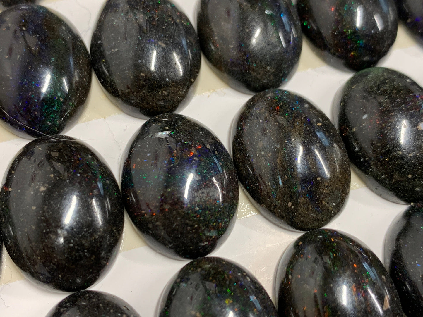 Black Andamooka Opal oval 10x14mm cabochon - Matrix Australian Opal