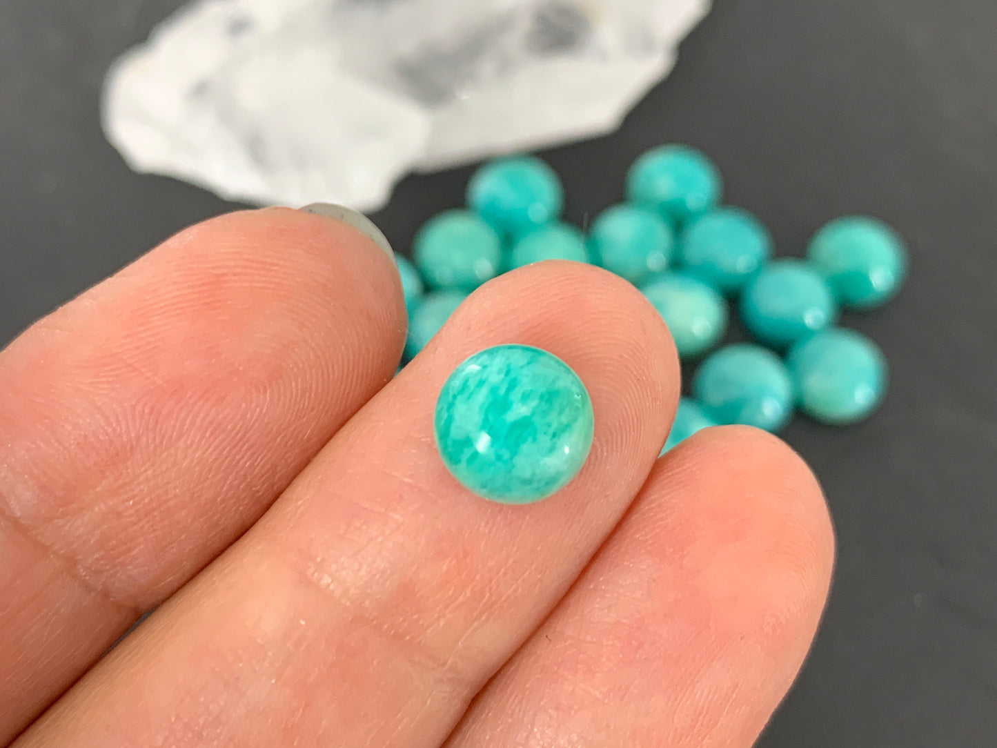Amazonite round 8mm Cabochon - Calibrated cabochons