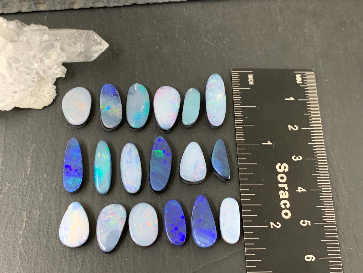 Australian Opal doublet 12-18mm long cabochon
