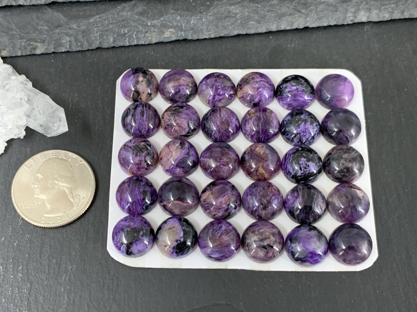 Charoite round 12mm cabochon - Calibrated cabochons