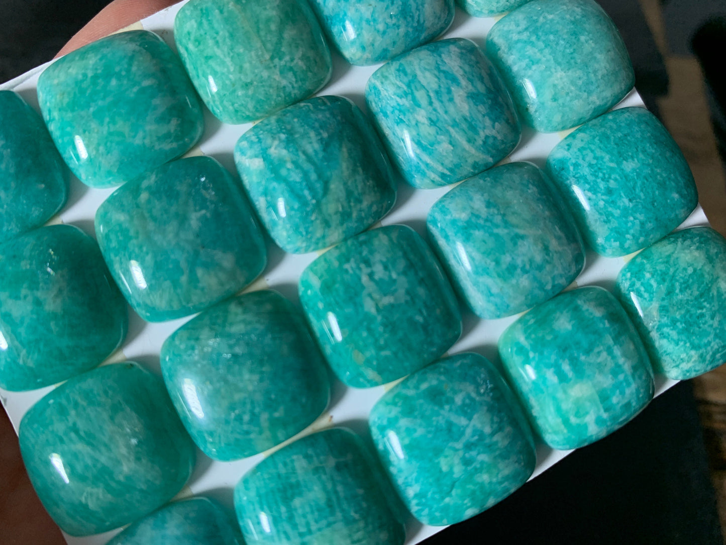 Amazonite square cushion 18mm cabochon - Calibrated cabochons