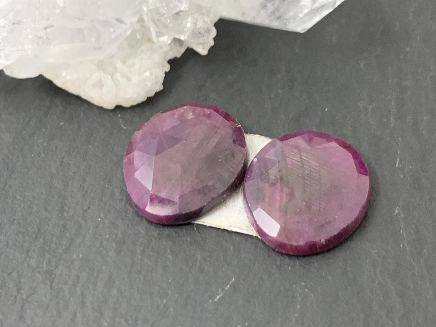 Faceted Ruby pair 12x15x3mm cabochon