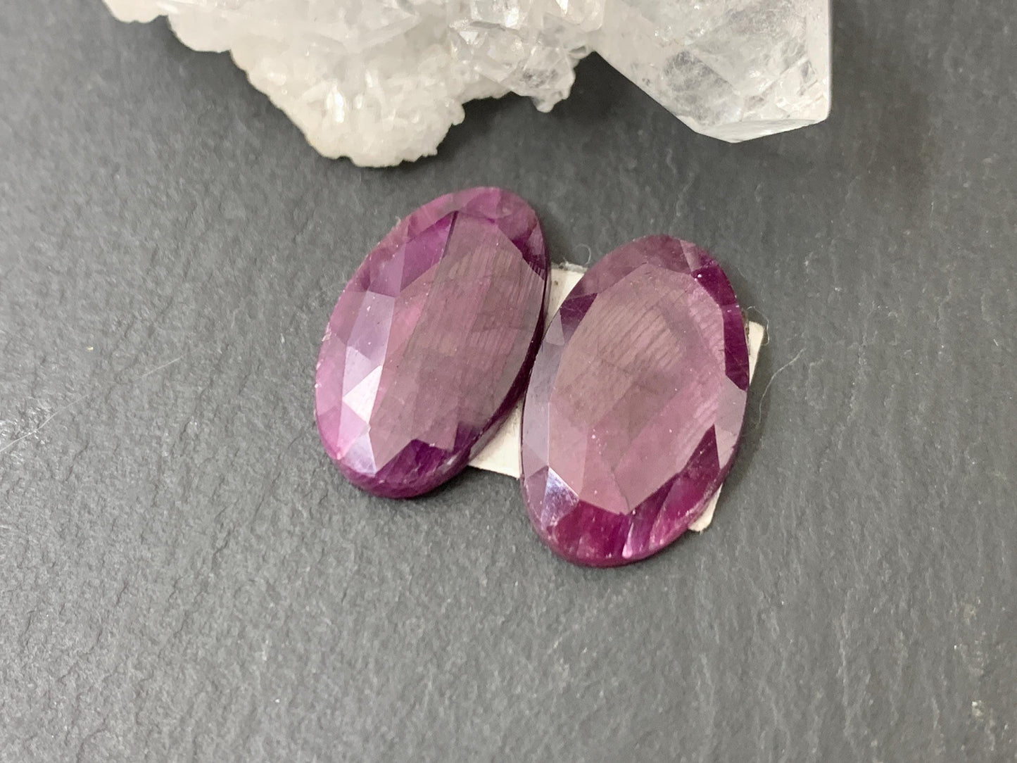 Faceted Ruby pair 10x18x3mm cabochon