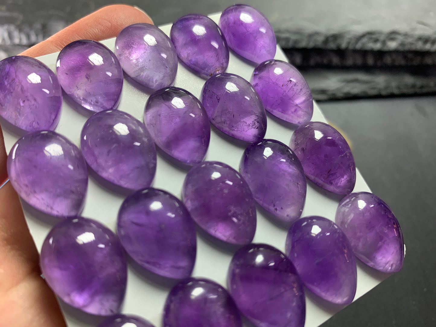 Amethyst pear 13x18mm cabochon - Calibrated cabochons