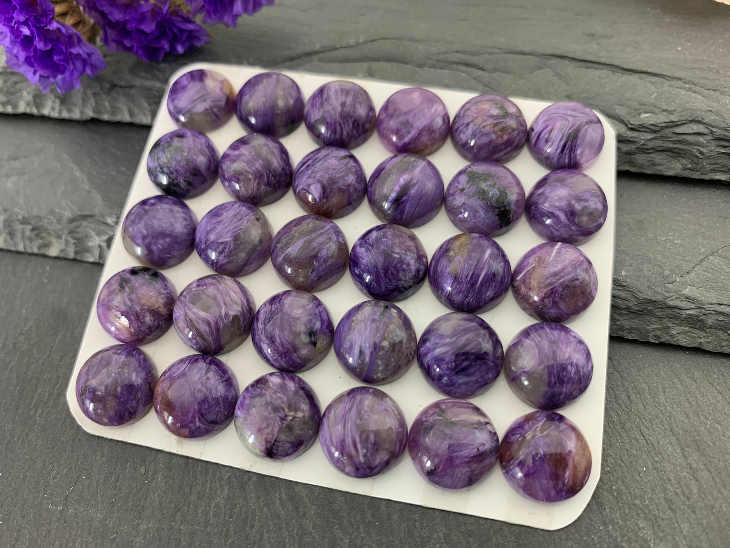 Charoite round 12mm cabochon - Calibrated cabochons