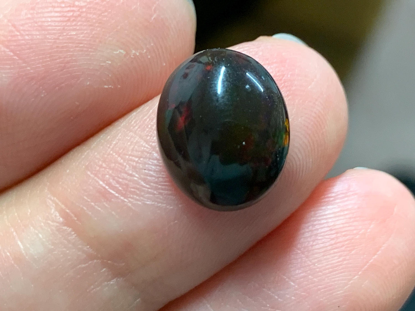 Black Ethiopian Opal 10x12x5.5mm cabochon