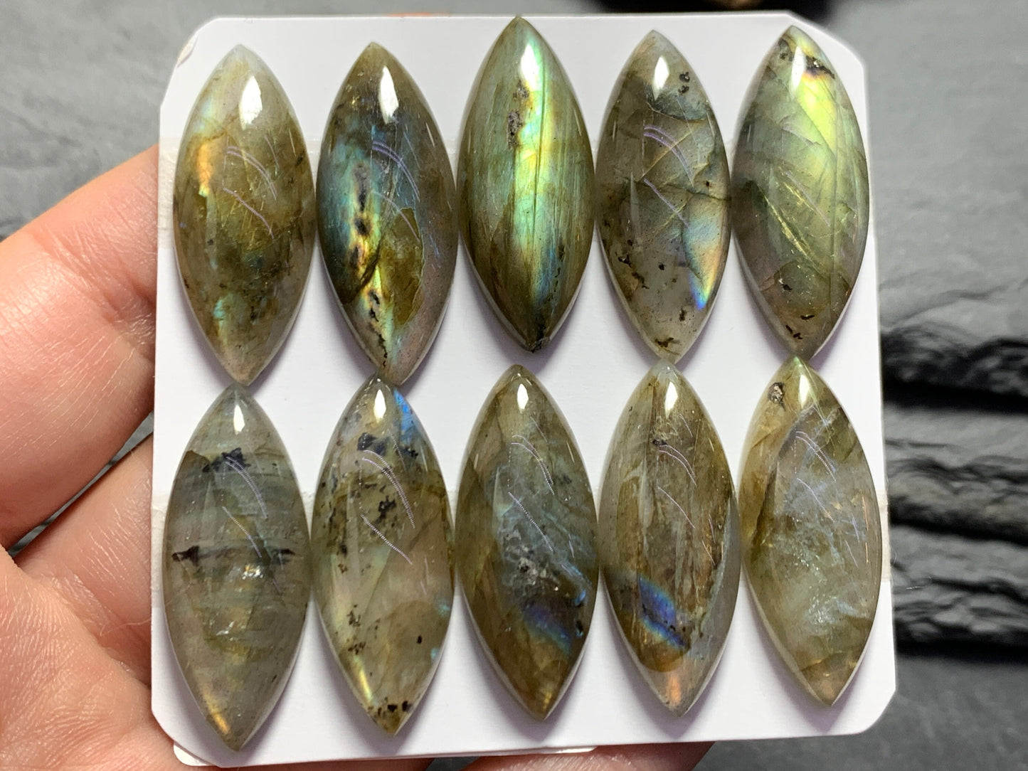 Labradorite marquise 12x30mm cabochon - Calibrated cabochons