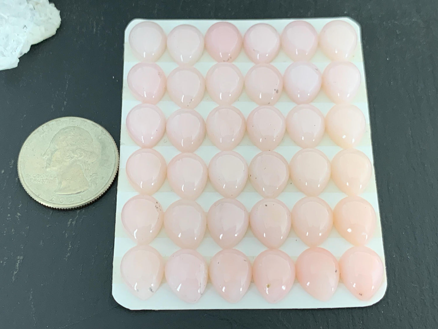 Pink Opal pear 10x12mm cabochon - Calibrated cabochons/ Light pink