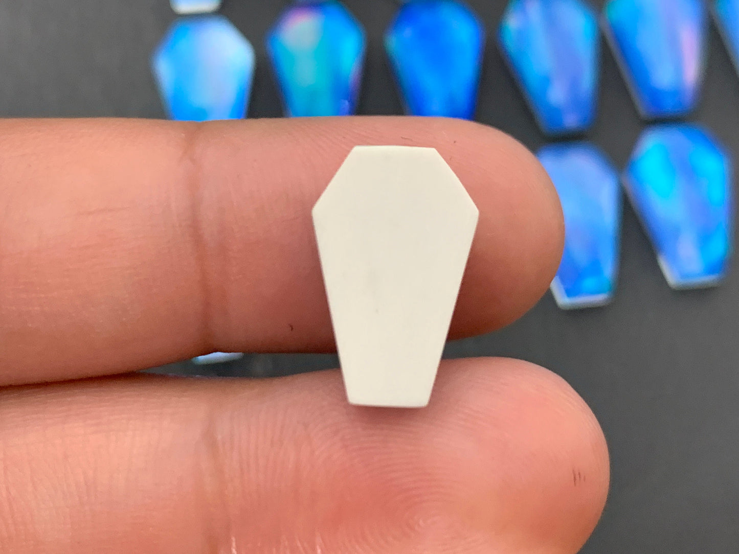 Faceted Aurora Opal coffin 10x16mm cabochon - Doublet cabochons