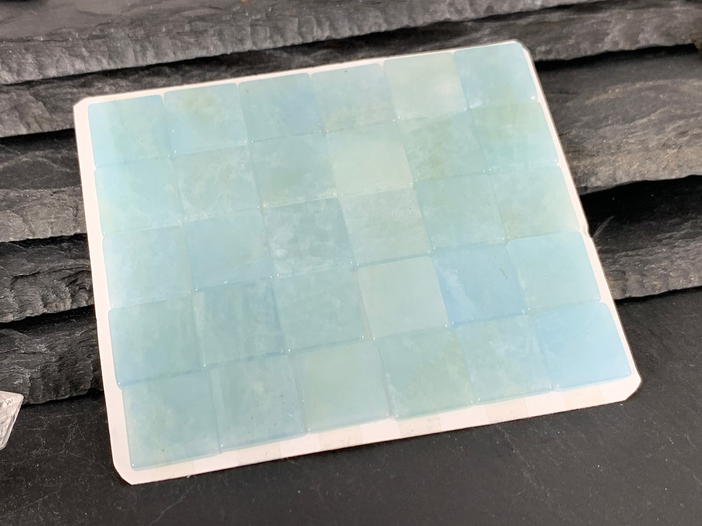 Flat Aquamarine square 12mm cabochon - Calibrated cabochons