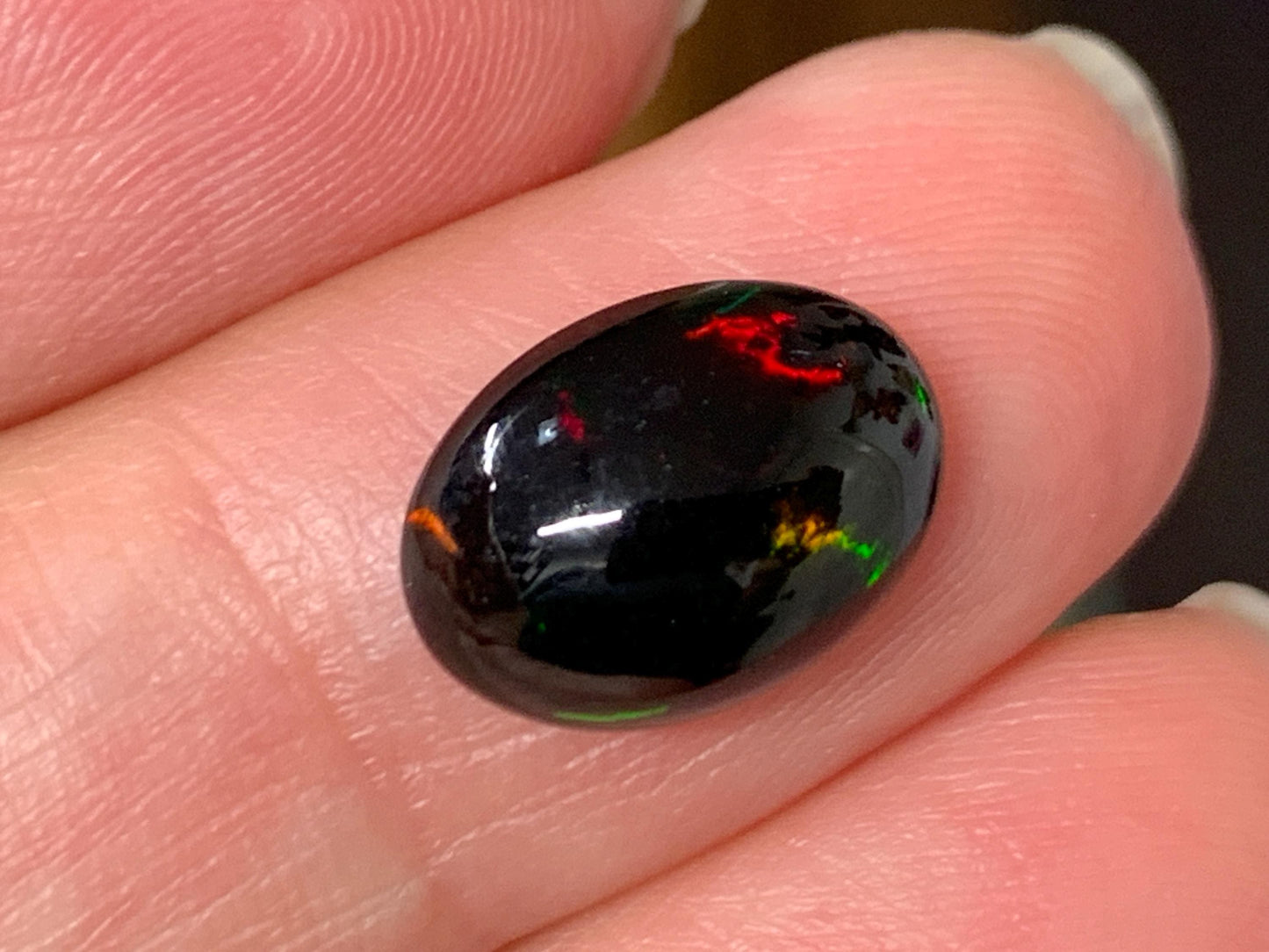 Natural Ethiopian Black Opal 9x12x4mm cabochon