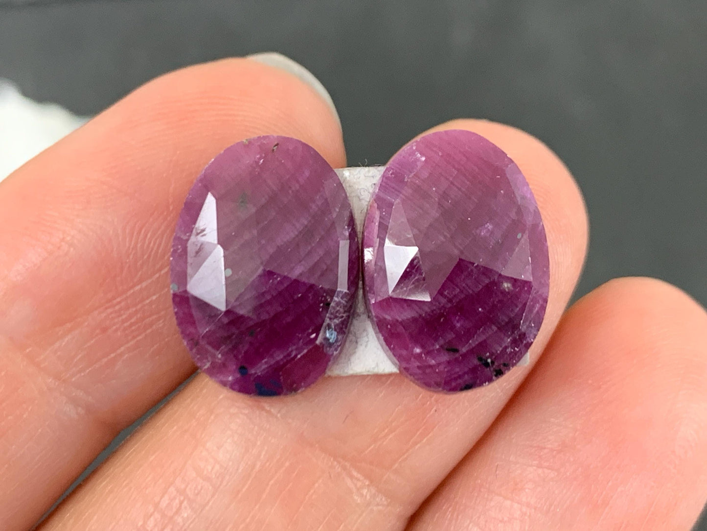 Faceted Ruby pair 10x15x4mm cabochon