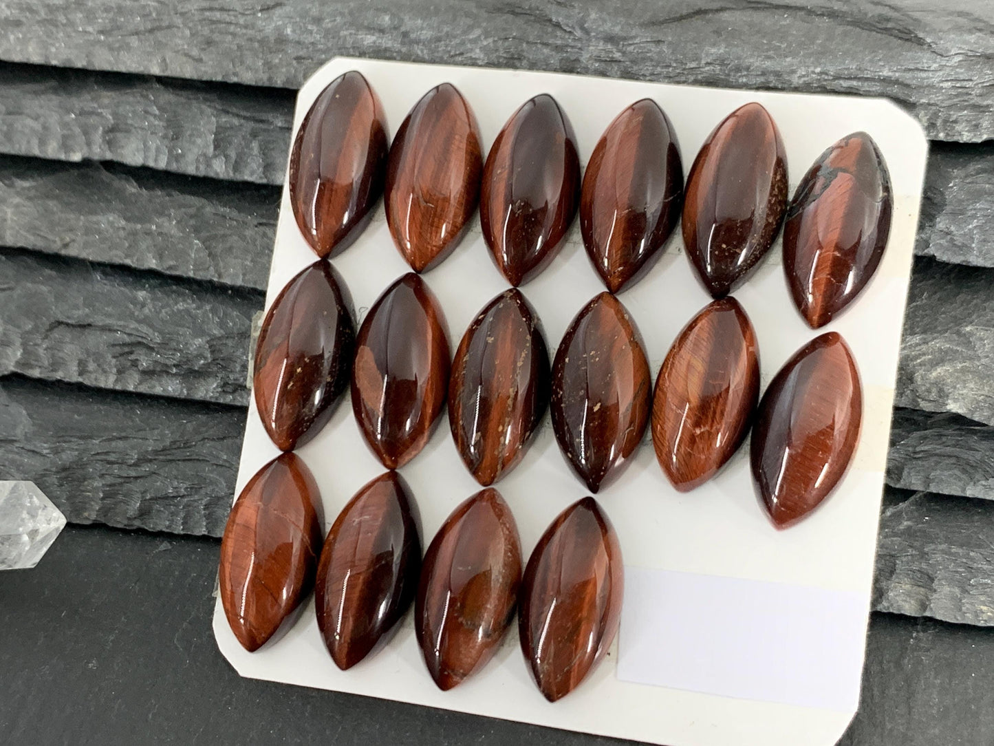 Red Tiger Eye marquise 10x20mm cabochon