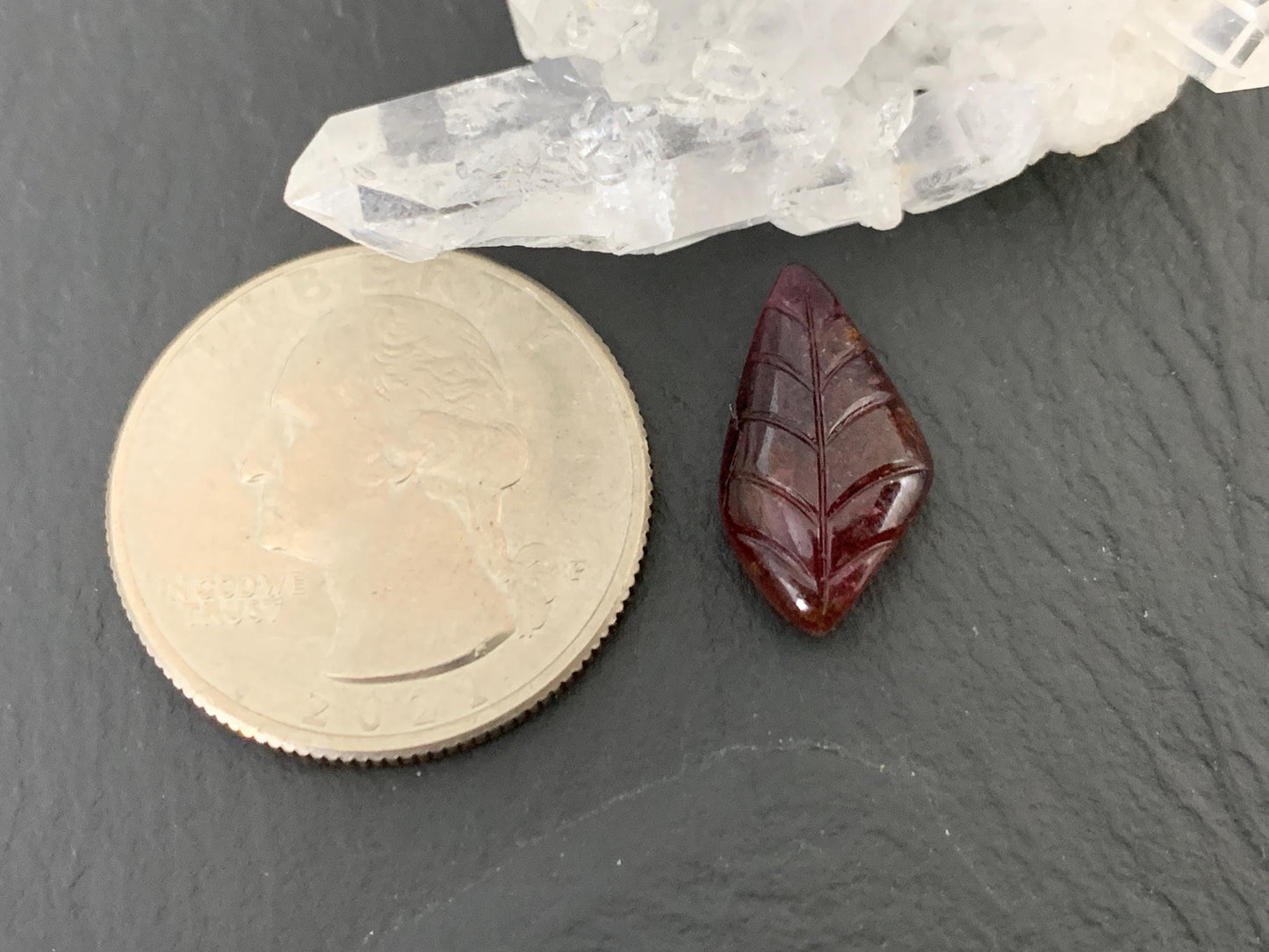 Carved Tourmaline 9x17x5mm cabochon
