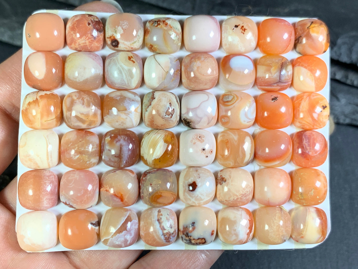 Mexican Opal square cushion 10x10mm cabochon - Calibrated cabochons
