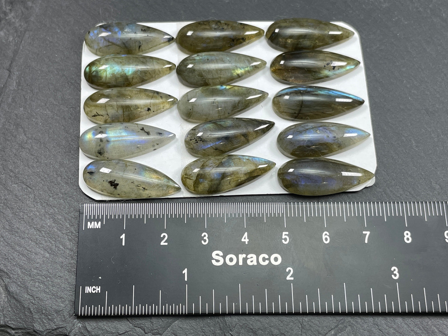 Labradorite pear 10x24.5mm cabochon - Calibrated cabochons