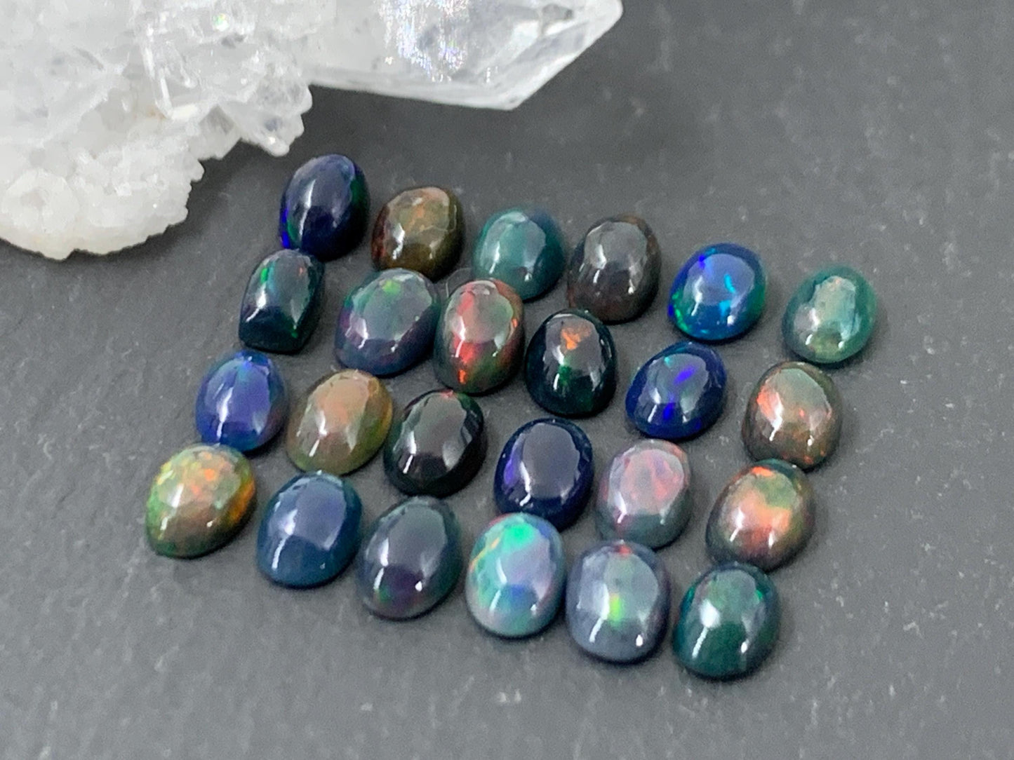 Black Ethiopian Opal oval 4x6mm cabochon