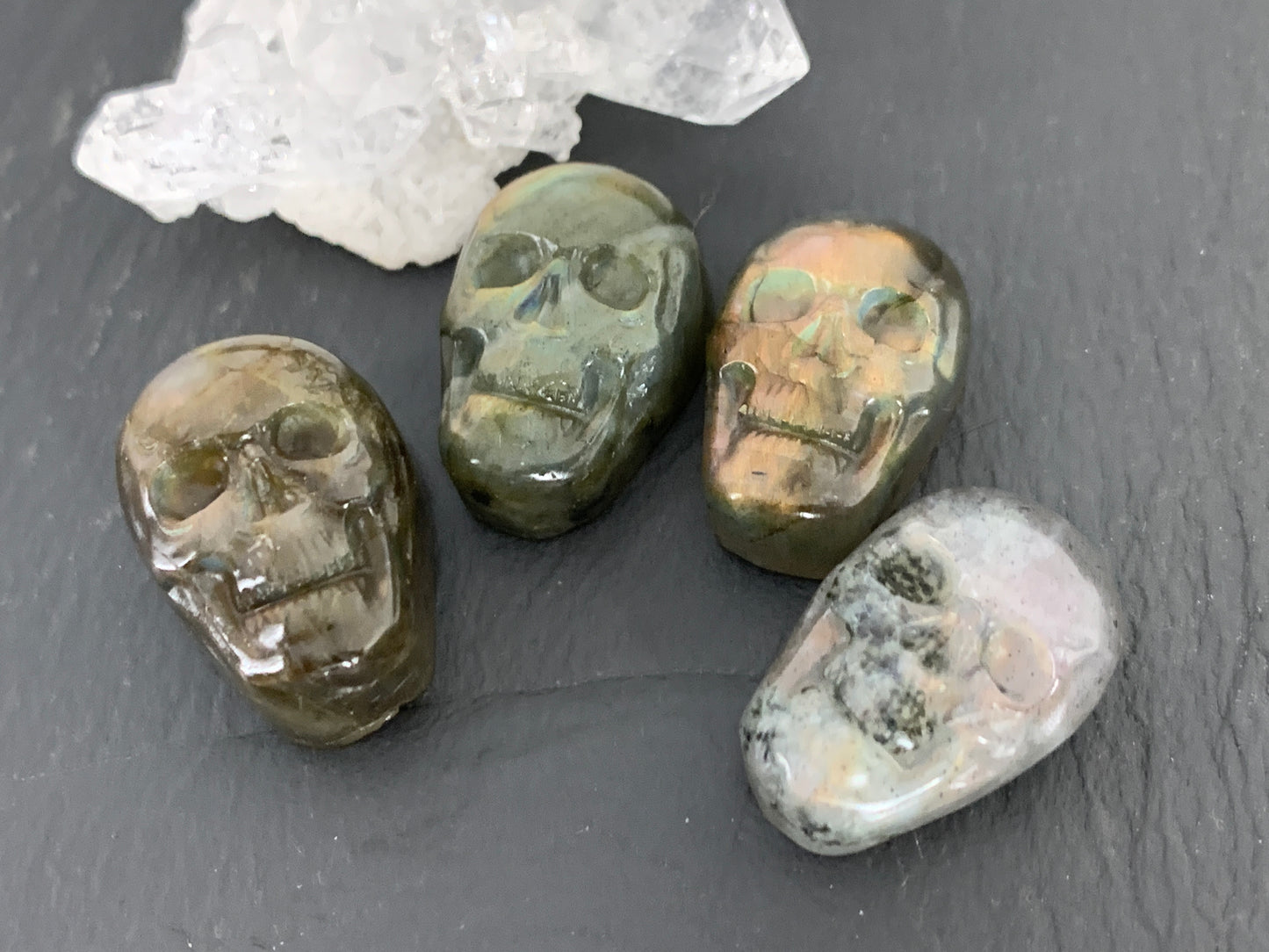 Custom listing 4 Labradorite Skulls Cabochon 15x22mm